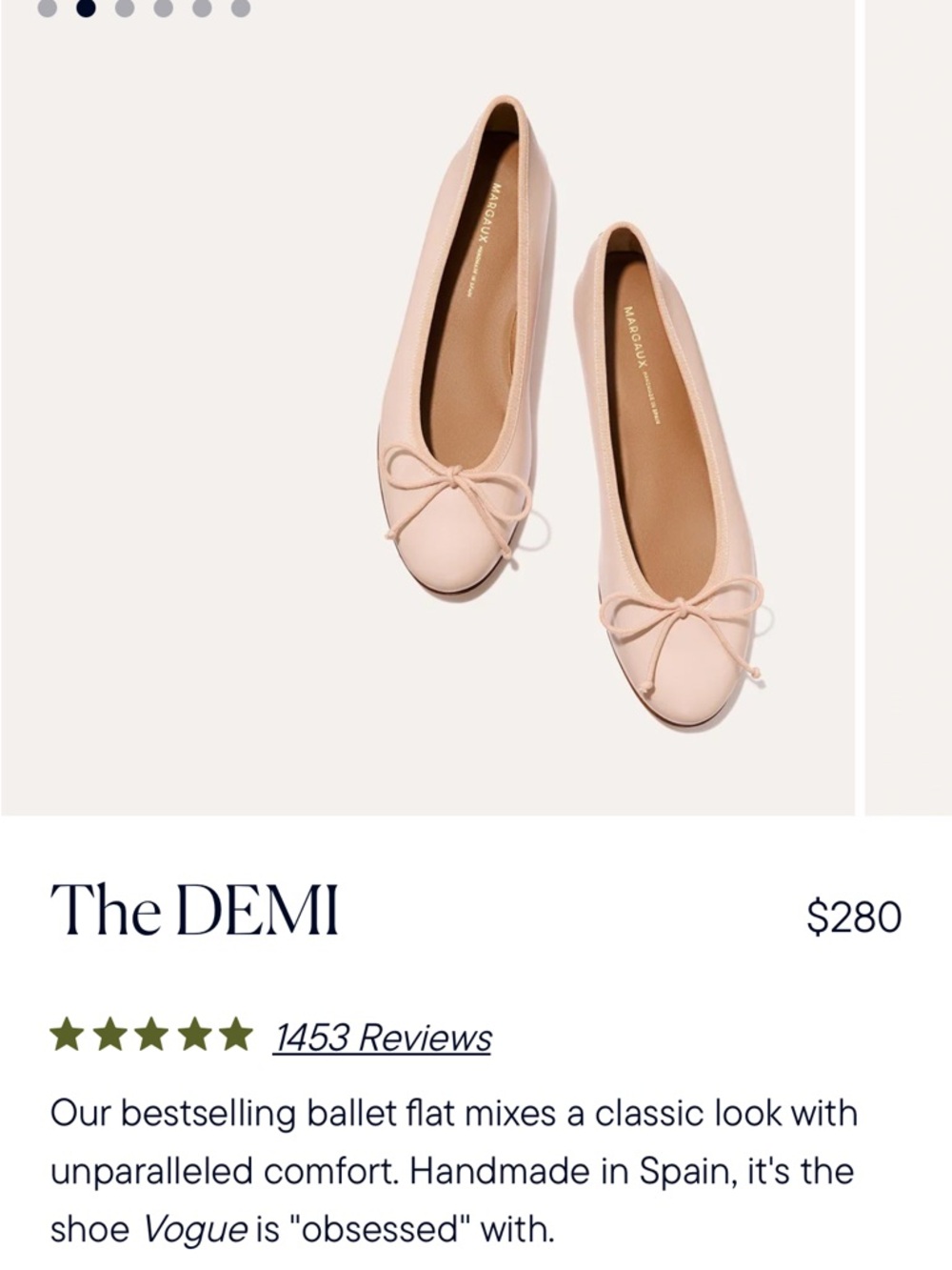 Margaux The Demi Ballet Flats in Blush Pink
